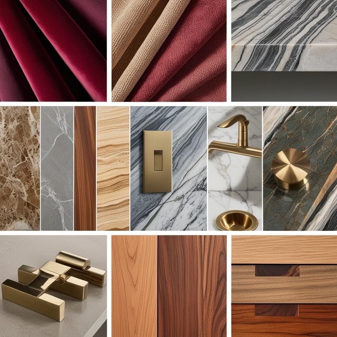 Different types of finishes for a interior design project.